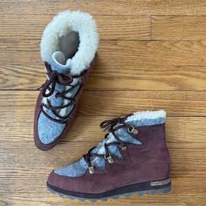 Sorel Womens Sneakchic Shearling Alpine Ankle Boots NL3287-908 Size 7
